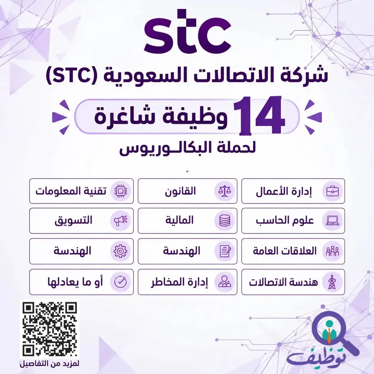14 وظيفة شاغرة في شركة الاتصالات السعودية STC لحملة البكالوريوس بالرياض