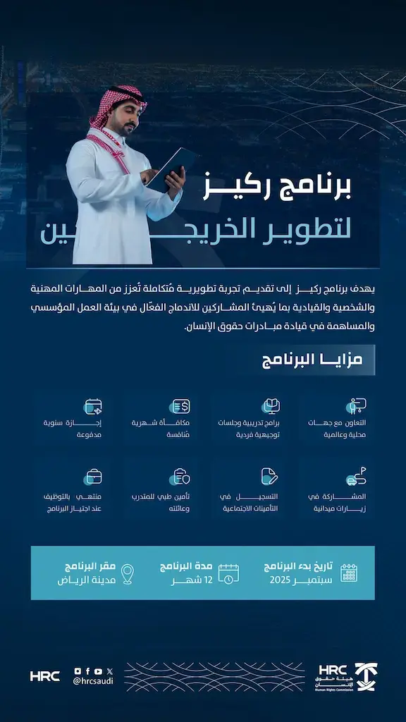 إعلان برنامج (تمهير) التدريبي في هيئة حقوق الإنسان لحديثي التخرج