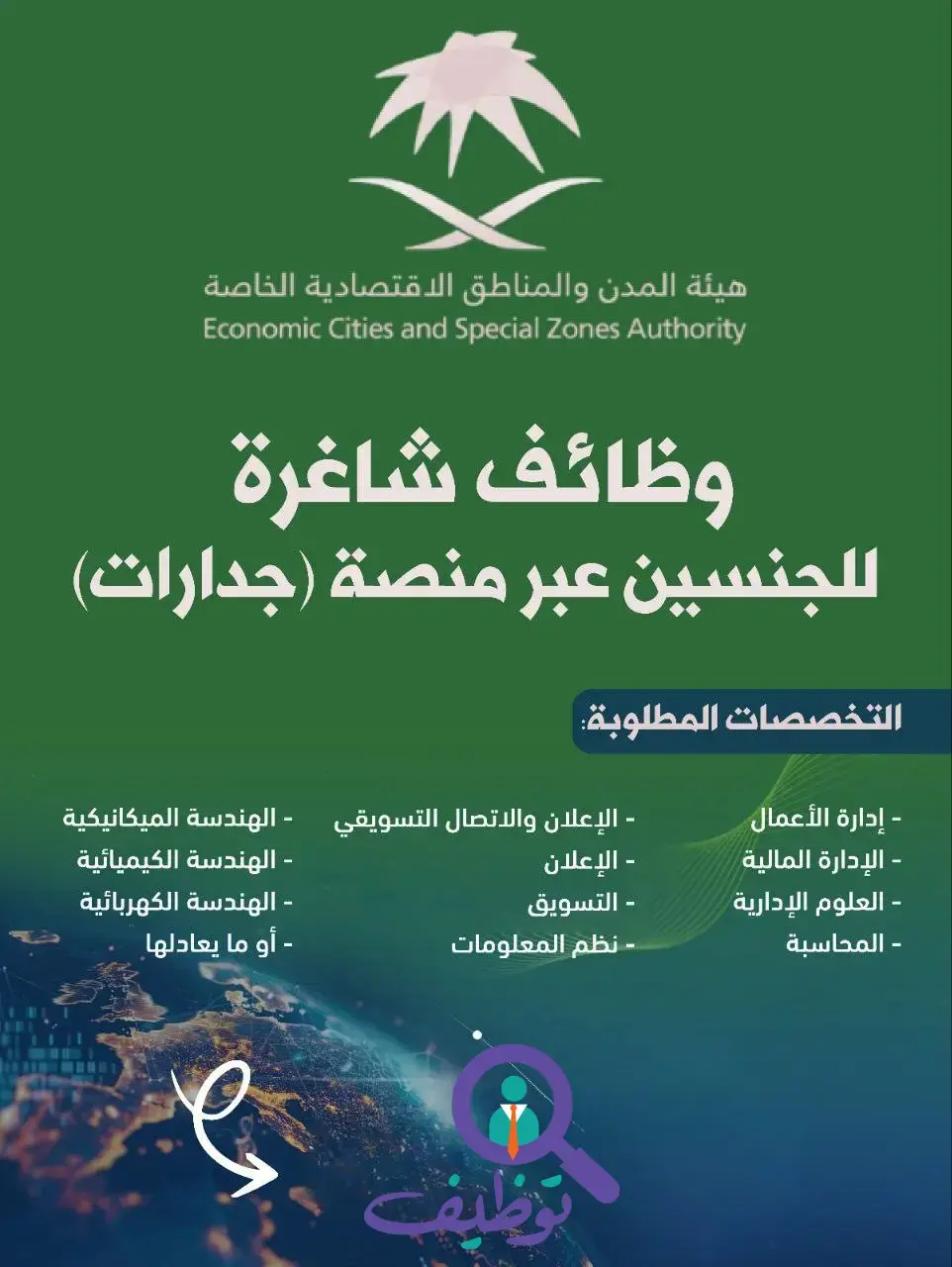 إعلان وظائف قيادية في هيئة المدن والمناطق للجنسين بالرياض عبر جدارات