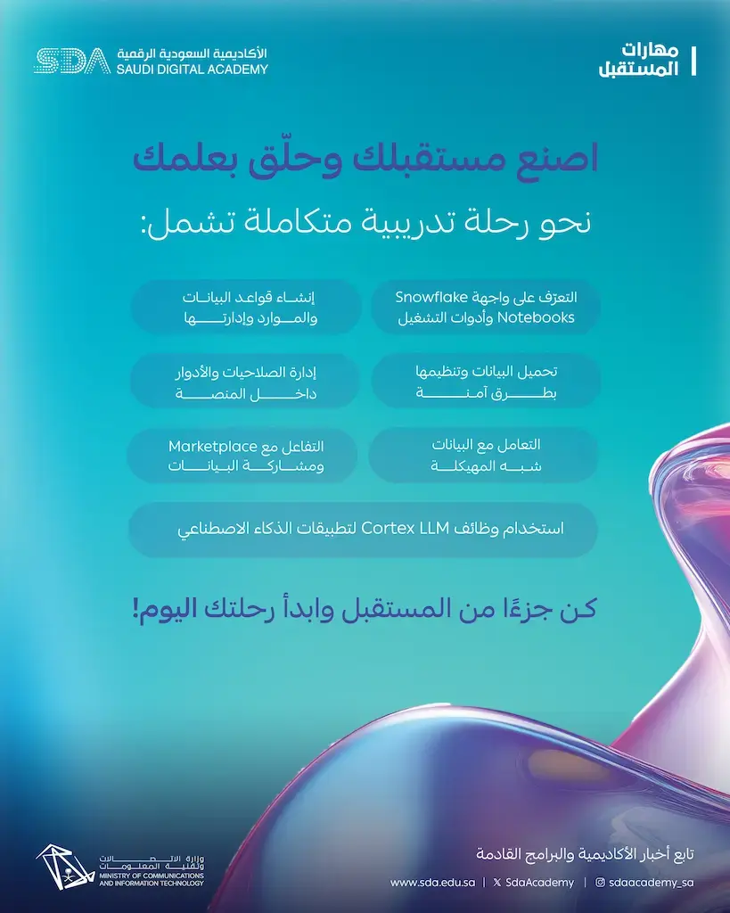 الأكاديمية السعودية الرقمية تعلن برنامج Snowflake التدريبي في الرياض