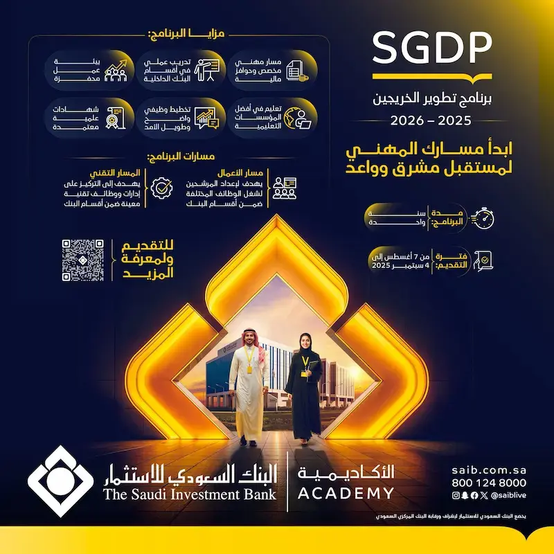 إعلان برنامج تطوير الخريجين في البنك السعودي للاستثمار لعام 2025-2026م