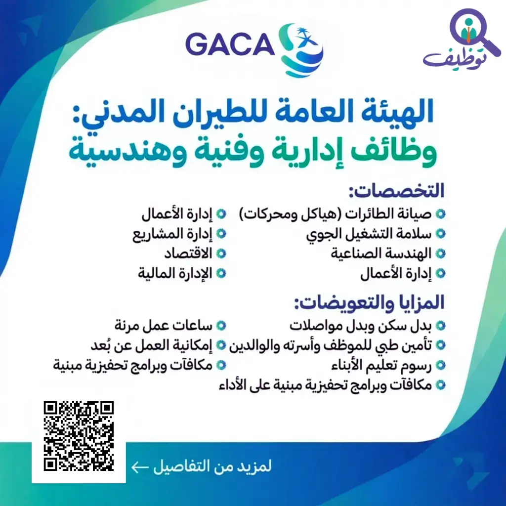 الهيئة العامة للطيران المدني تعلن 4 وظائف شاغرة لحملة الدبلوم فأعلي