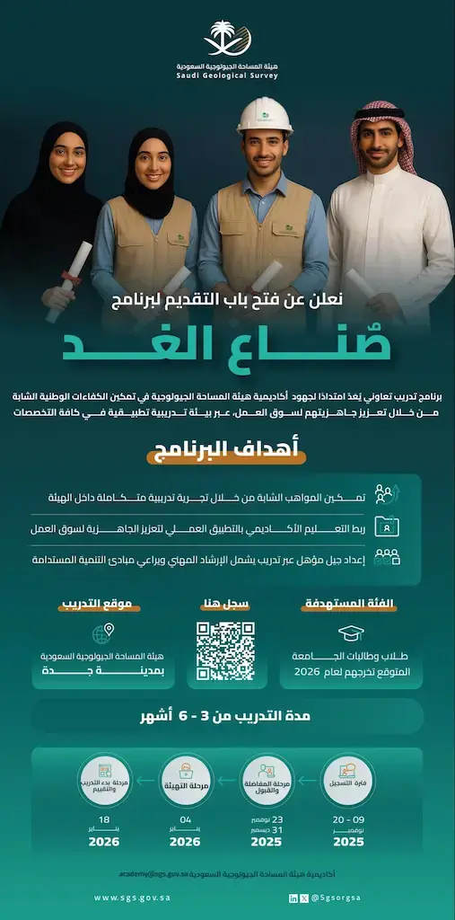 هيئة المساحة الجيولوجية تعلن برنامج صُنّاع الغد للتدريب التعاوني 2026