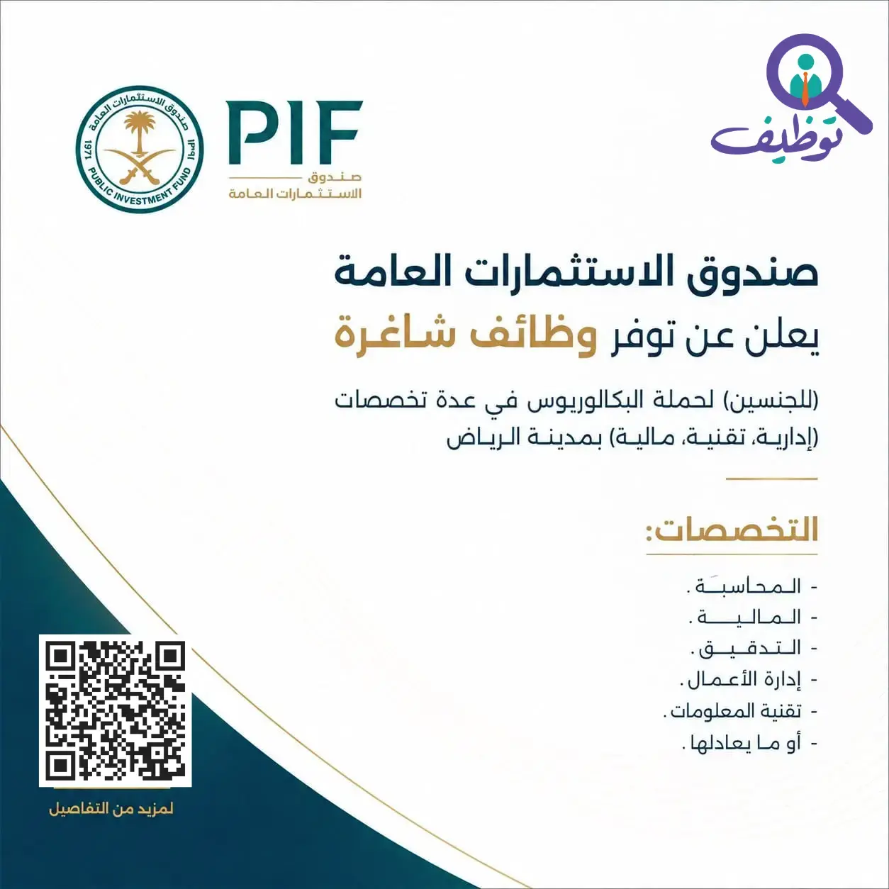 إعلان وظائف شاغرة في صندوق الاستثمارات العامة بالرياض لحملة البكالوريوس