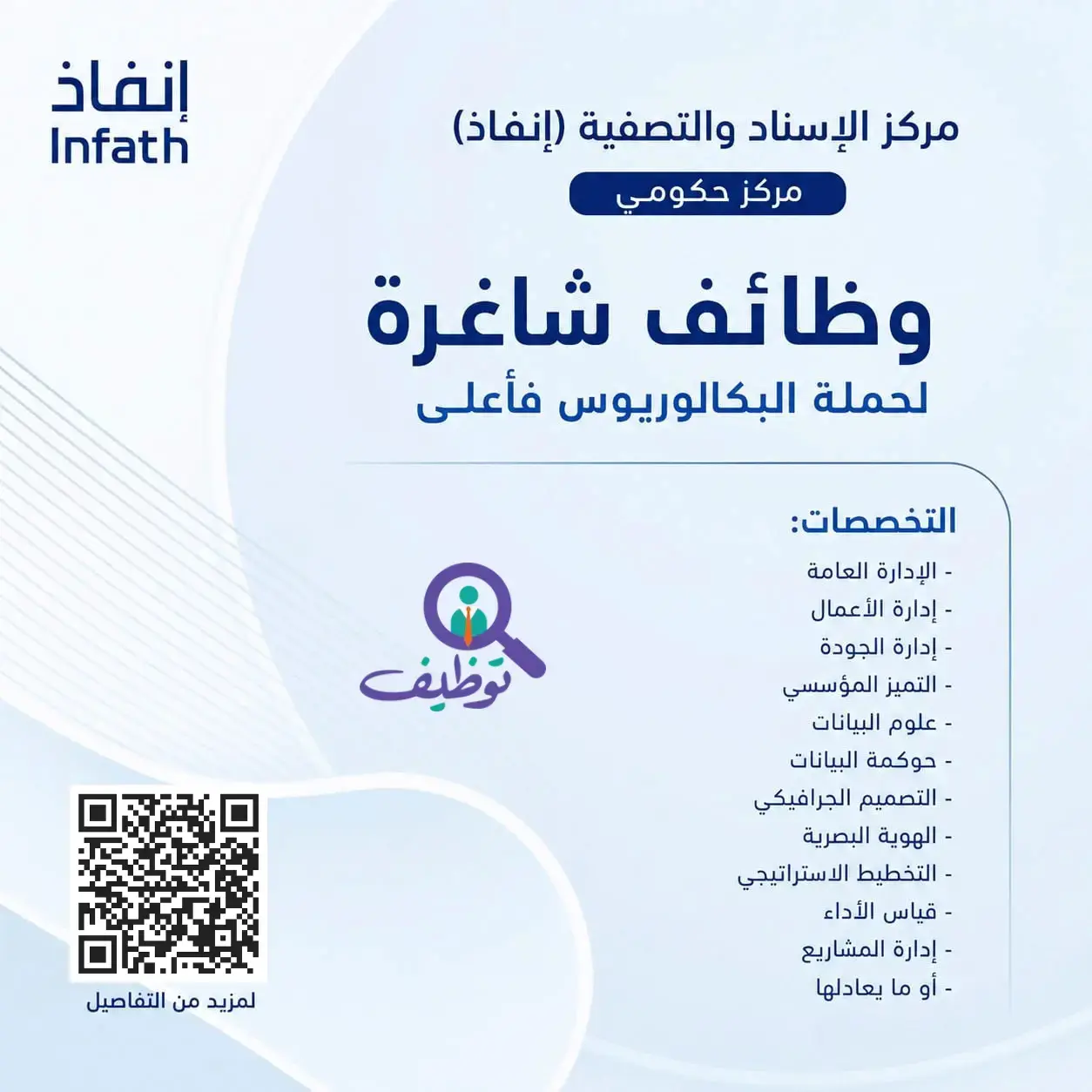 مركز الإسناد والتصفية (إنفاذ) يعلن (4) وظائف شاغرة لحملة البكالوريوس بالرياض