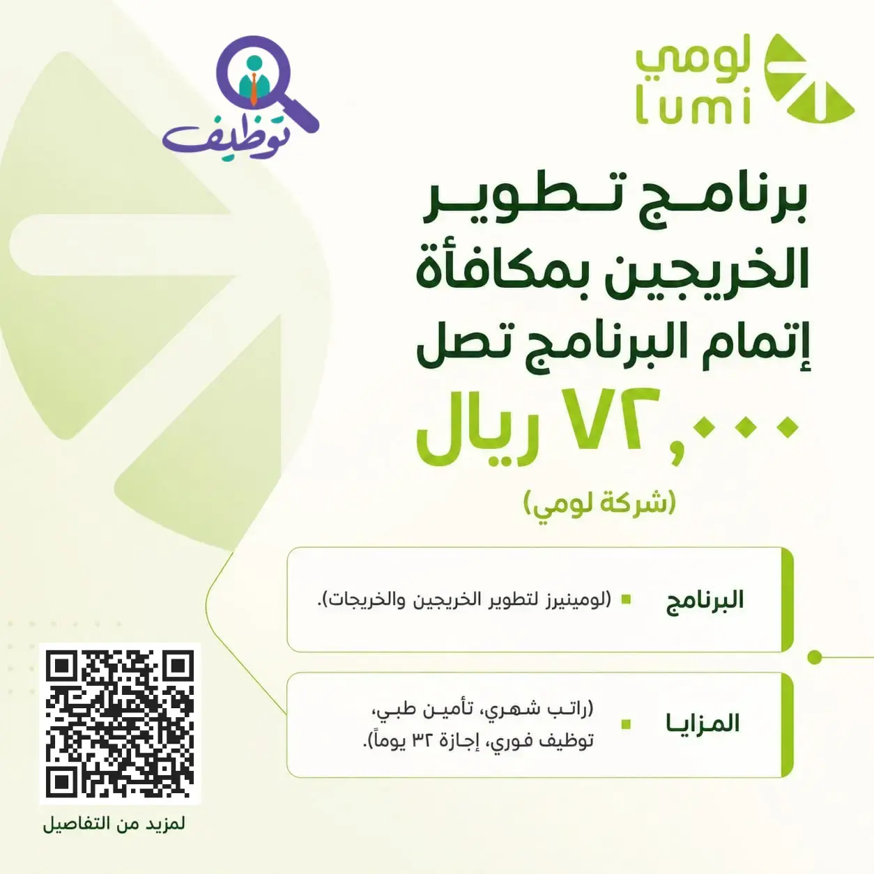 شركة لومي تعلن برنامج لومينيرز لتطوير الخريجين بمكافأة 72,000 ريال